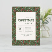 Modern Holly Leaf Christmas Party Invitation 招待状 (スタンド正面)