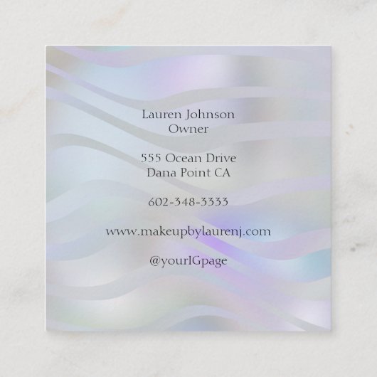 Modern Holographic 3 Photo Makeup  スクエア名刺 (裏面)