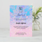 Modern holographic Birthday Invitation 招待状 (スタンド正面)