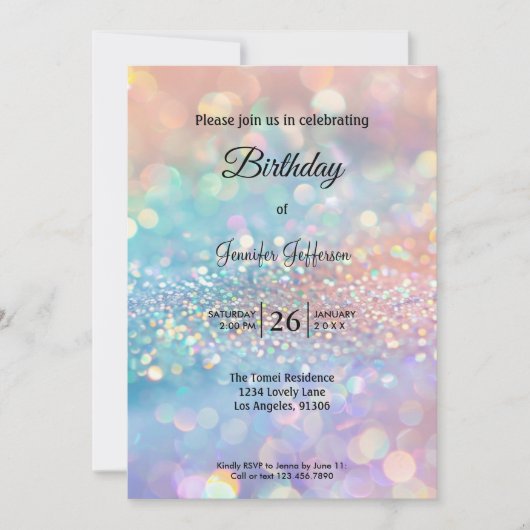Modern holographic Birthday invitation 招待状 (正面)