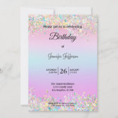 Modern holographic Birthday invitation 招待状 (正面)