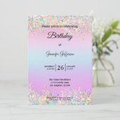 Modern holographic Birthday invitation 招待状 (スタンド正面)