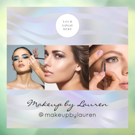 Modern Holographic Black Script Logo Photo ウィンドウサイン (シート3)