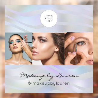 Modern Holographic Black Script Logo Photo ウィンドウサイン