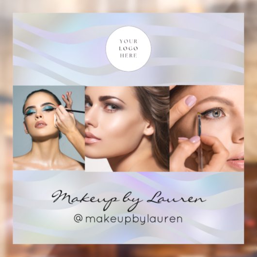 Modern Holographic Black Script Logo Photo ウィンドウサイン (シート2)