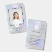 Modern Holographic Black Script Photo Makeup  バッジ (正面＆裏面)