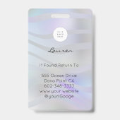 Modern Holographic Black Script Photo Makeup  バッジ (裏面)