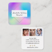 Modern Holographic Makeup Artist Colorful スクエア名刺 (正面/裏面)