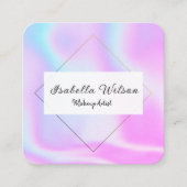 Modern Holographic Makeup Artist Pastel スクエア名刺 (正面)