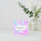Modern Holographic Makeup Artist Pastel スクエア名刺 (スタンド正面)