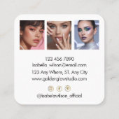 Modern Holographic Makeup Artist Pastel スクエア名刺 (裏面)