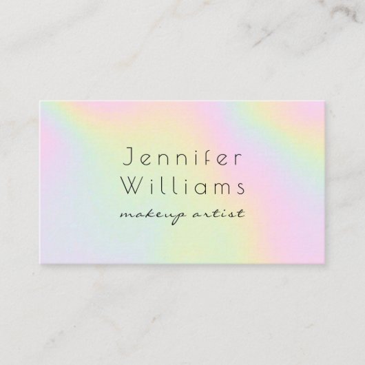 Modern holographic makeup artist pastel rainbow 名刺 (正面)