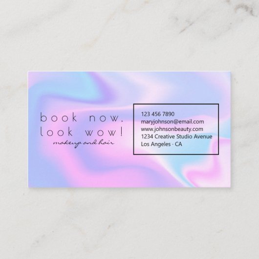 Modern holographic makeup artist pastel rainbow 名刺 (裏面)