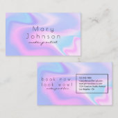 Modern holographic makeup artist pastel rainbow 名刺 (正面/裏面)