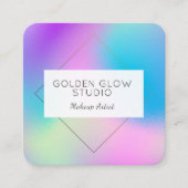 Modern Holographic Makeup Artist Rainbow Colorful スクエア名刺 (正面)