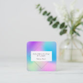 Modern Holographic Makeup Artist Rainbow Colorful スクエア名刺 (スタンド正面)
