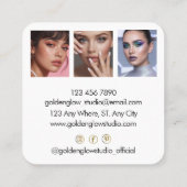Modern Holographic Makeup Artist Rainbow Colorful スクエア名刺 (裏面)