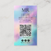 Modern Holographic Monogram QR Code & Social Media 名刺 (裏面)