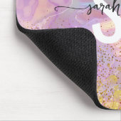 Modern holographic opal stone iridescent monogram  マウスパッド (コーナー)