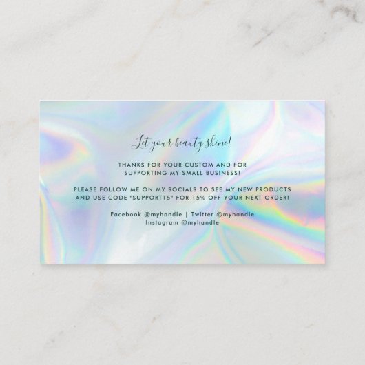 Modern Holographic Script Business Thank You 名刺 (裏面)