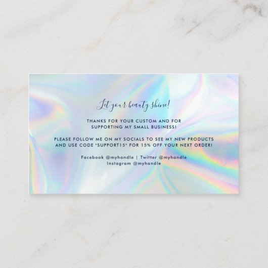 Modern Holographic Script Business Thank You 名刺 (裏面)