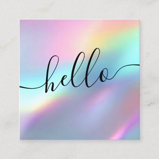 Modern Holographic Script Hello Beauty Branding スクエア名刺 (正面)
