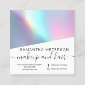 Modern Holographic Script Hello Beauty Branding スクエア名刺 (裏面)