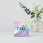 Modern Holographic Script Hello Beauty Branding スクエア名刺 (スタンド正面)