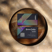 Modern Holographic Stripe QR Business Card 名刺
