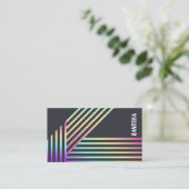 Modern Holographic Stripe QR Business Card 名刺 (スタンド正面)