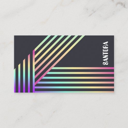 Modern Holographic Stripe QR Business Card 名刺 (正面)
