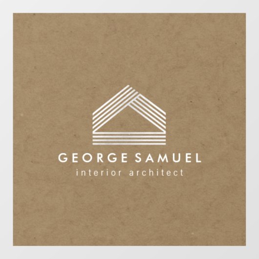 Modern Home Design | Abstract Logo on Wood Texture ウィンドウサイン (シート)