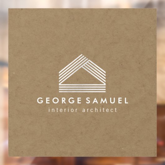 Modern Home Design | Abstract Logo on Wood Texture ウィンドウサイン (シート2)