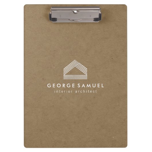 Modern Home Design | Abstract Logo on Wood Texture クリップボード (正面)