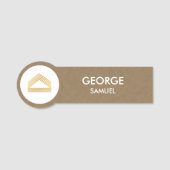 Modern Home Design | Abstract Logo on Wood Texture 名札 (正面)