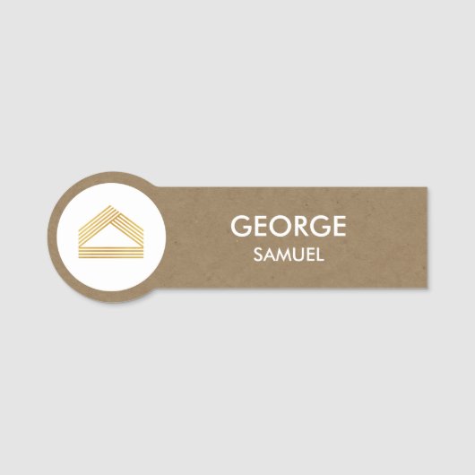 Modern Home Design | Abstract Logo on Wood Texture 名札 (正面)