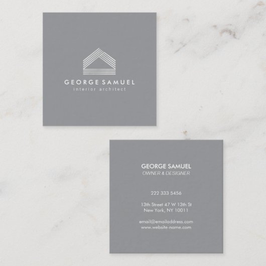 Modern Home Design Custom Abstract Logo  スクエア名刺 (正面/裏面)