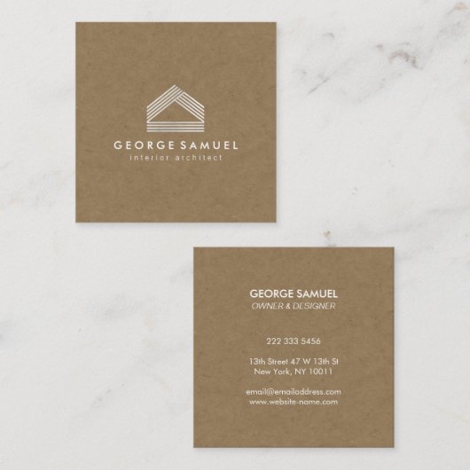 Modern Home Design Custom Abstract Logo  スクエア名刺 (正面/裏面)