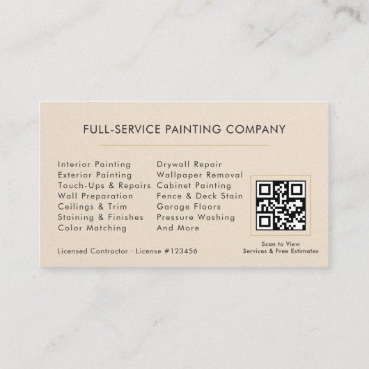 Modern Home House Painter Contractor QR Code 名刺 (裏面)