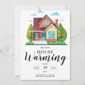 Modern Home Illustration Green Brown Housewarming 招待状 (正面)