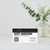 Modern Home Logo Social Media QR Code Black 名刺 (スタンド正面)