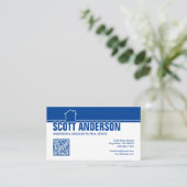 Modern Home Logo Social Media QR Code Blue 名刺 (スタンド正面)