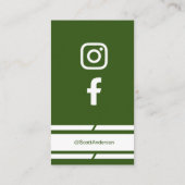 Modern Home Logo Social Media QR Code Green 名刺 (裏面)