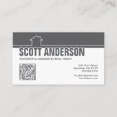 Modern Home Logo Social Media QR Code Grey 名刺 (正面)