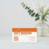 Modern Home Logo Social Media QR Code Orange 名刺 (スタンド正面)
