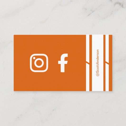Modern Home Logo Social Media QR Code Orange 名刺 (裏面)