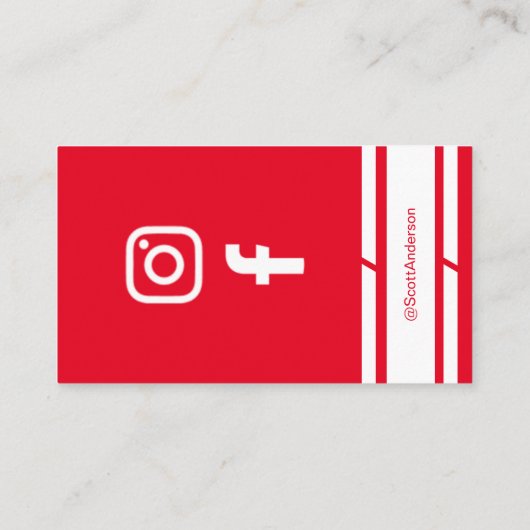 Modern Home Logo Social Media QR Code Red 名刺 (裏面)