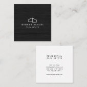 Modern Home Real Estate Logo Dark Wood スクエア名刺 (正面/裏面)