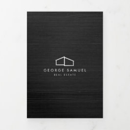 Modern Home Real Estate Logo Dark Wood 三つ折りカード