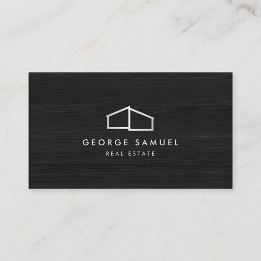 Modern Home Real Estate Logo Dark Wood 名刺 (正面)